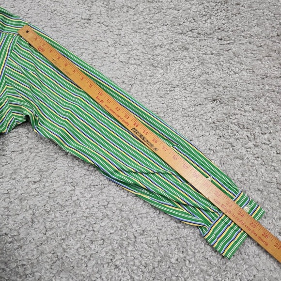 Vintage‎ Ralph Lauren Shirt Mens XL Green Yellow Striped Classic Button Preppy - Picture 10 of 11